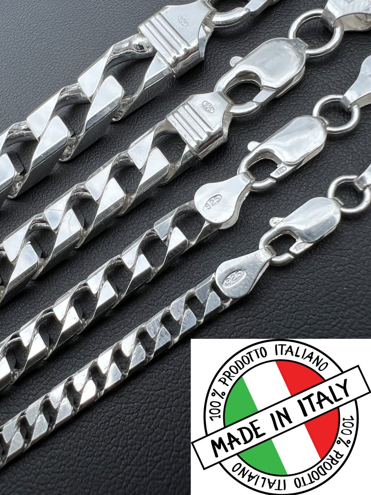 Real Solid 925 Sterling Silver SQUARE Miami Cuban Chain Real Solid 925 Sterling Silver SQUARE Miami Cuban Chain
