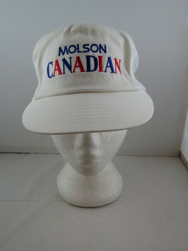 Vintage Stitched Trucker Hat - Molson Canadian All White with Logo -  Snapback