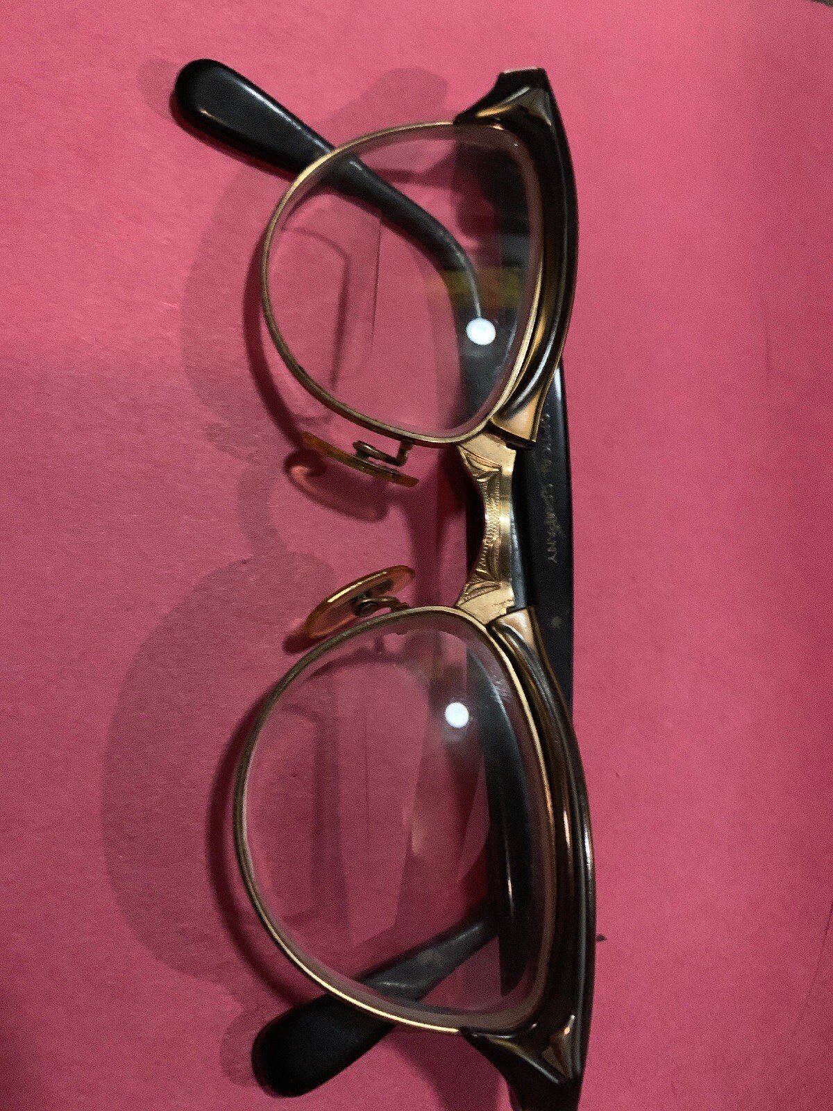 Vintage American Optical Eyeglasses  Cats Eye Horn Rim 10 K Gf