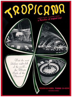 057.Cuban travel Poster"Famous"Casinos.4 Leaf Clover.Interior design art