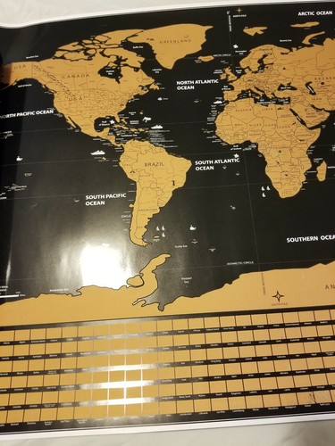 Travel Tracker Big Scratch Off World Map Poster with Country Flags US States New