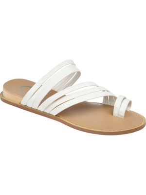 JOURNEE COLLECTION Женские белые шлепанцы с носком Consuelo на танкетке 12