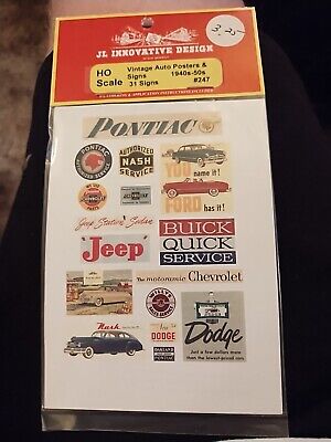 JL Innovative Design HO 1940s-1950s Vintage Auto Posters/Signs 247