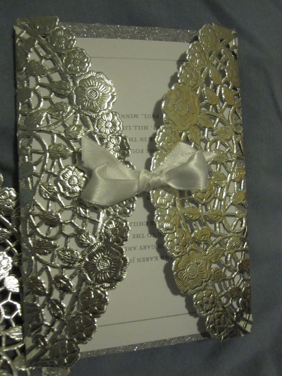 SILVER Glitter Wedding Invitations 25 PC WEDDING ANNIVERSAY DIYS DOILY WRAP inc!