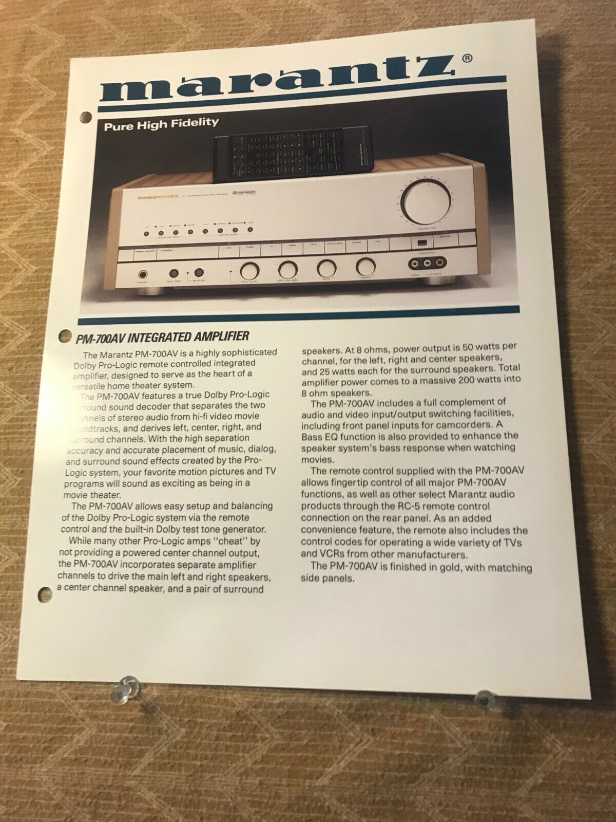 ORIGINAL MARANTZ - PM700AV INTEGRATED AMPLIFIER - PURE HI-FI ORIGINAL MARANTZ - PM700AV INTEGRATED AMPLIFIER - PURE HI-FI