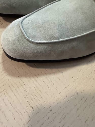 Pre-owned Ermenegildo Zegna $990  Suede Reverse Construction Loafers Lt Green 12 Us