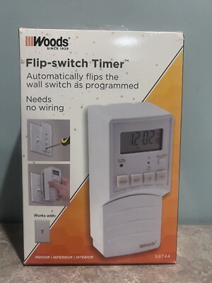 Woods 59744 Flip Switch Timer Automatic Converts Toggle to Programmable *NEW*