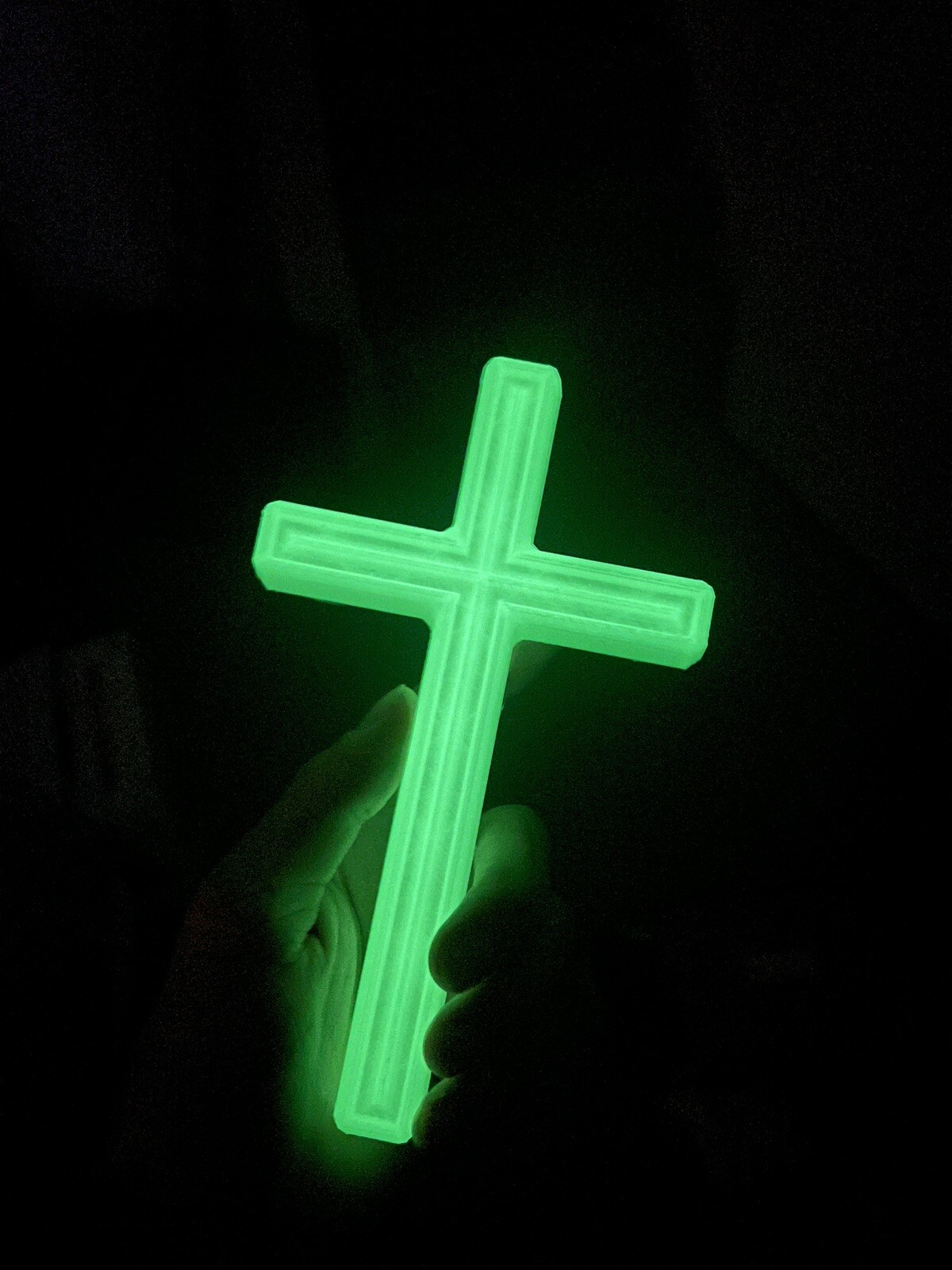 Glow in the Dark Christian Cross | 180mm, Green or Blue Ecofriendly 3D PLA ✝ 