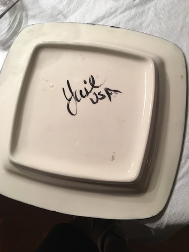 12”x12” beautiful “Iris” HAND PAINTED Platter