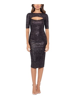 Женское черное платье-футляр BETSY & ADAM с рукавом ниже колена и подкладкой сзади 6