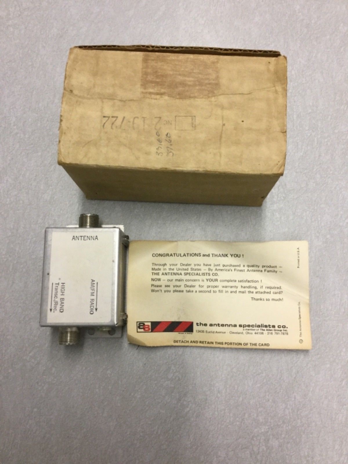 Vintage New Antenna Specialists Two Way Radio AM FM Antenna Adapter HAM