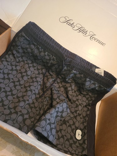 Pre-owned Coach Mens Shorts Limited Edition 2xl Authentic Logo Signature Black