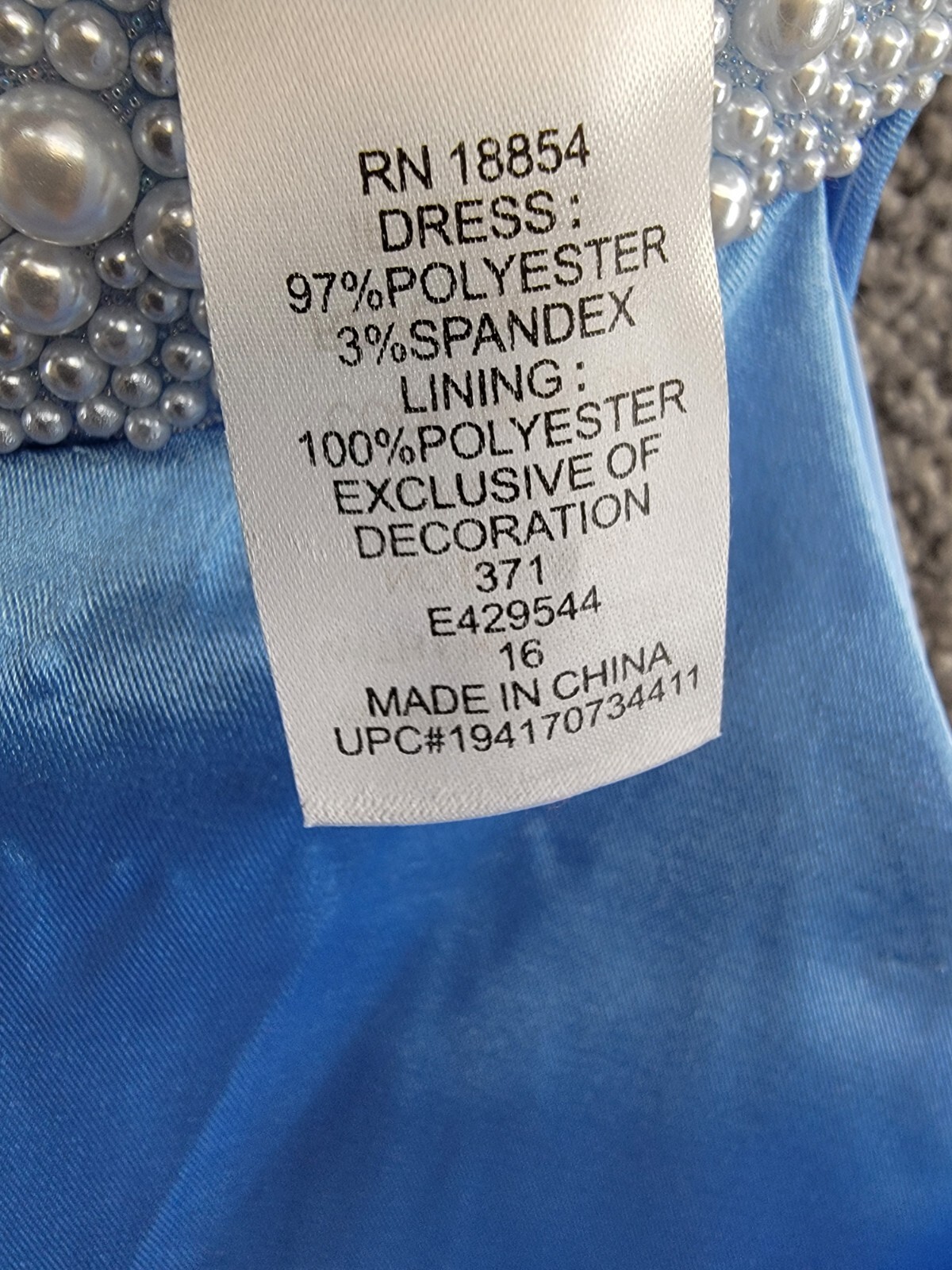 Rare Editions Sleeveless Imitation Pearl Halter Dress Big Girls 16 Blue Back Zip - Picture 9 of 16