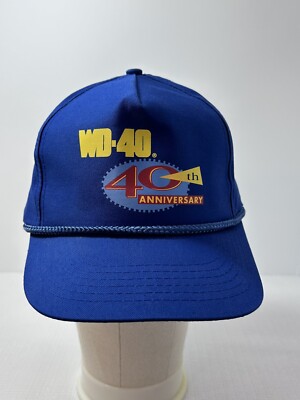 Vintage 90s WD40 40th Anniversary Snapback Hat Blue Tool Lube Grease