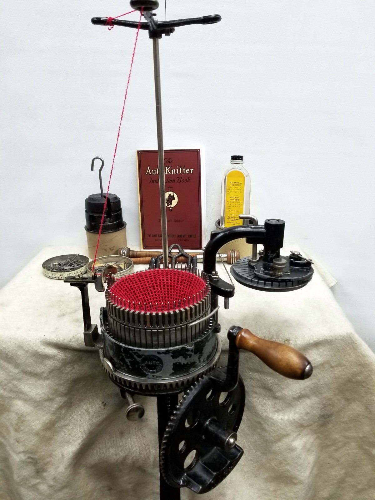 ORIGINAL AUTO-KNITTER SOCK KNITTING MACHINE 1 CYL 60 & 1 RIBBER 40 W Needles