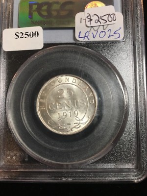 **1919C** Newfoundland, ¢25 Cent, PCGS Graded, **MS-63**
