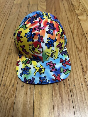 GRATEFUL DEAD Dancing BEAR Liquid Blue Tie Dye Rainbow Garcia SNAPBACK HAT NEW!