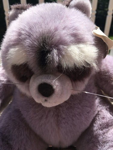 Vintage 1985 Gund BANDIT  Raccoon Plush Stuffed Animal Toy Purple