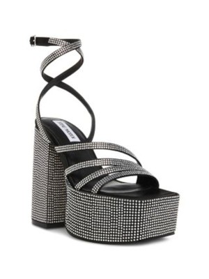 Женские черные босоножки STEVE MADDEN на платформе и высоком каблуке с запахом на щиколотке длиной 8,5 М