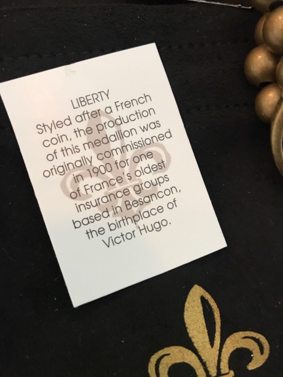 $256 NWT French Kande Triple strand brass/pyrite Bracelet with Liberty Medallion