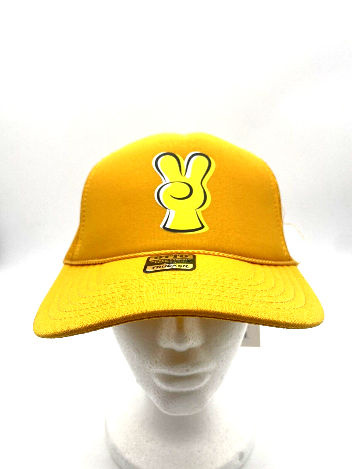 BTS x Despicable Me 4 Peace Sign Trucker Hat Yellow Snapback