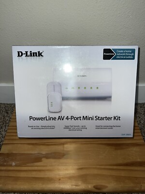 D-Link Systems, Inc. DHP-348AV Powerline AV 4-Port Switch Mini Kit - NEW /SEALED