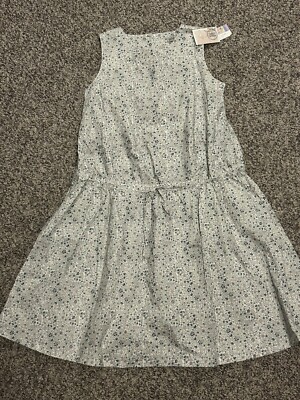 WHEAT Danish Design Girls Esther Ivory Sleeveless Dress 12 Floral Drawstring NWT