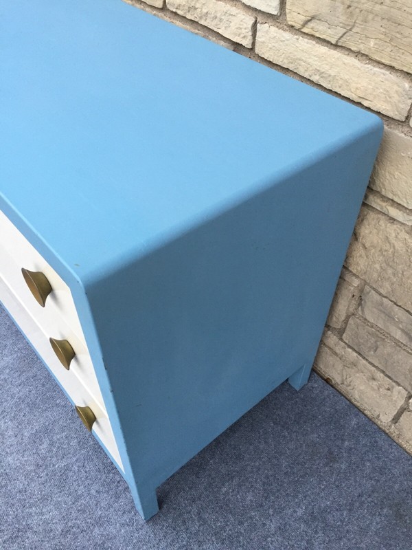 Art Deco Norman Simmons Furniture Bel Geddes Enameled Metal Desk Vanity Dresser