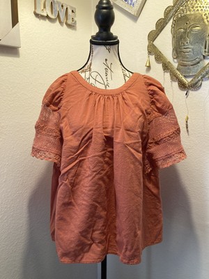 Old Navy SS FLTR Croche top redbasil
