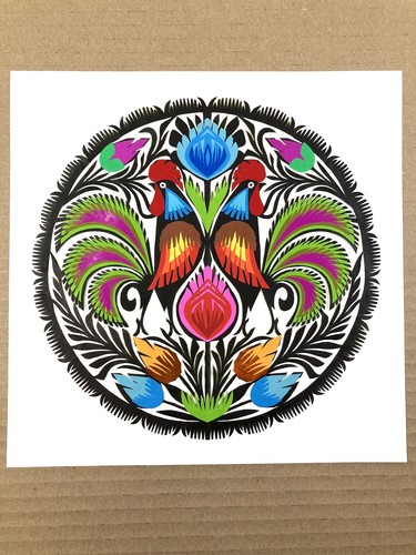 Polish Wycinanki Paper Cut Out Folk Art Decor 9” Lowicz Made in Poland