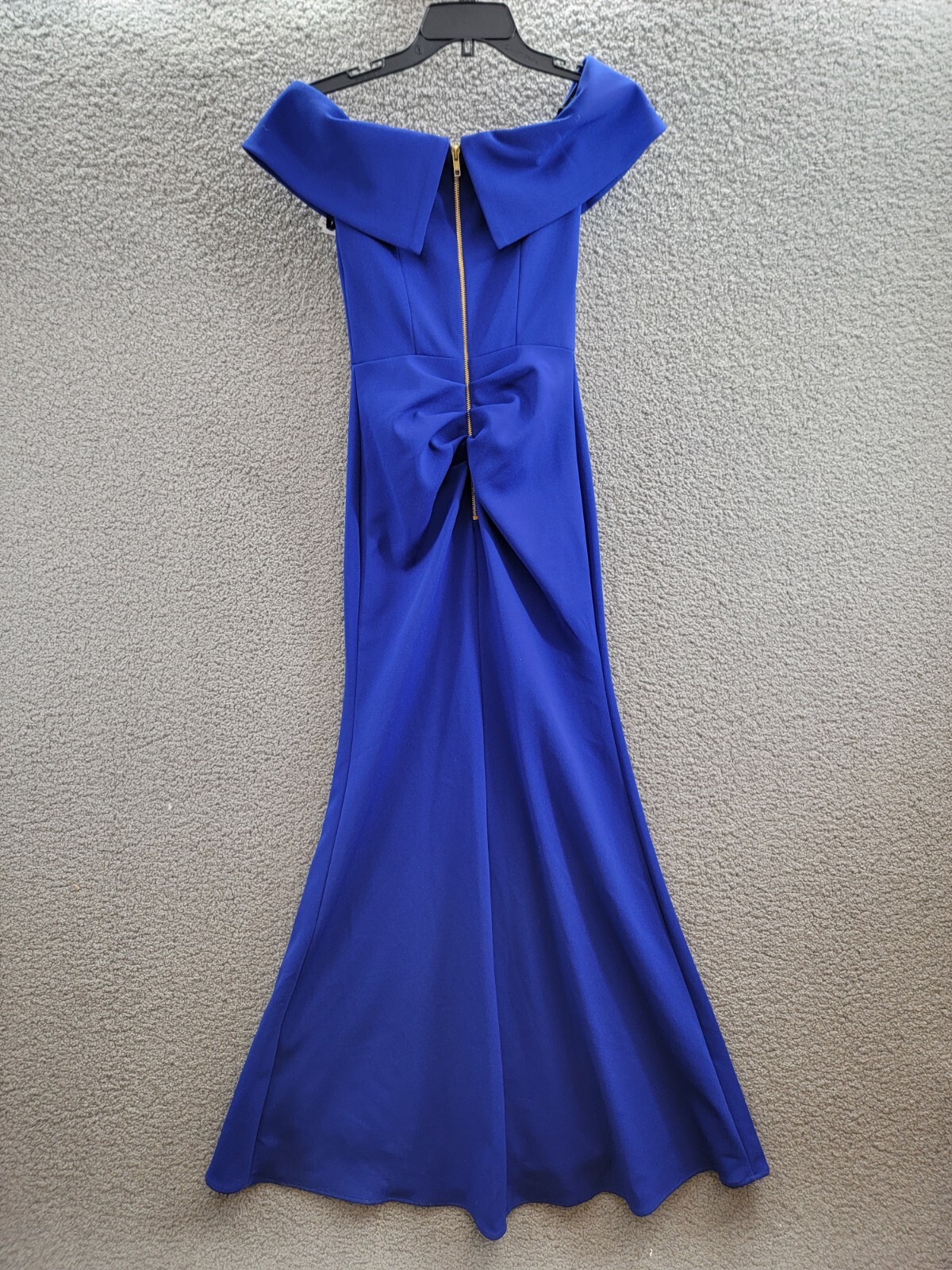 AQUA Formal Off-the-Shoulder Scuba Crepe Gown Women's 0 Marine Back Zip Closure - Picture 10 of 15