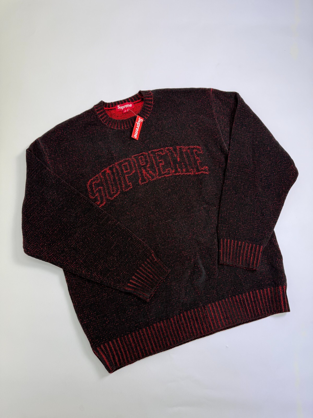 Supreme Knit Arc Contrast Logo Sweater Black XL - BRAND NEW