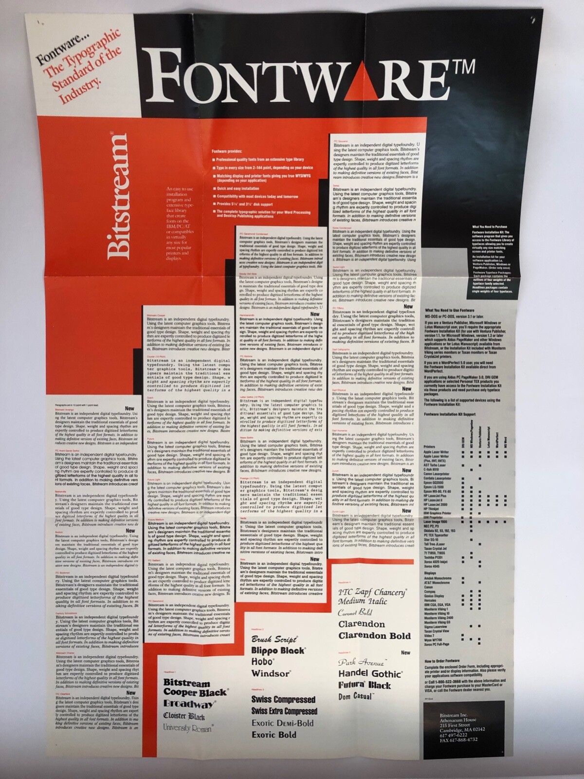 Two Bitstream type specimen posters • font offerings 1988 and 1992