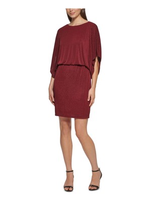 

JESSICA HOWARD Женское бордовое платье-пончо с рукавами-фонариками сзади и платье-футляром, Burgundy