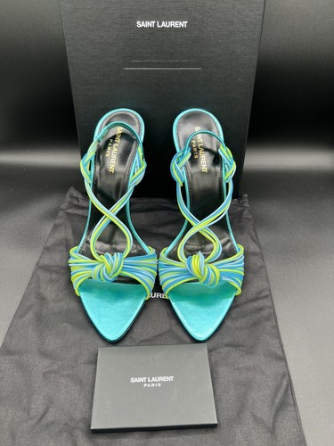 YSL Saint Laurent Gippy Multicolor Strappy Knot Patent