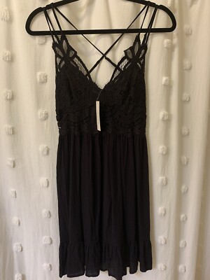 Francesca s Sexy Nighty Black Lace Slip Nightgown New Size Medium