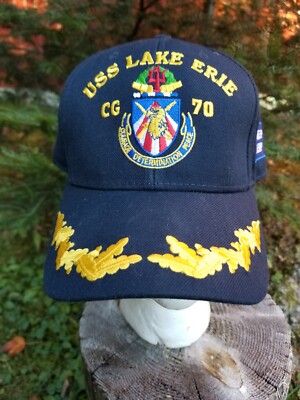 New The Corps USS Lake Erie CG 70 Logo Blue Baseball Cap Hat One Size