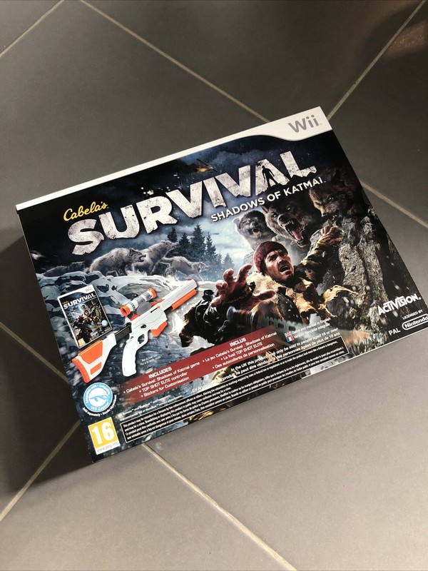 Neuf New CabelaâS Survival Shadows Of Katmai+ 1 Gun Pistolet Fusil Nintendo Wii