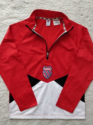 K-Swiss 90's Vintage Mens Track Top Jacket Red White