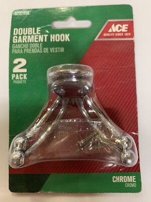 (8) NEW Ace Double Garment Hooks In a Chrome Finish