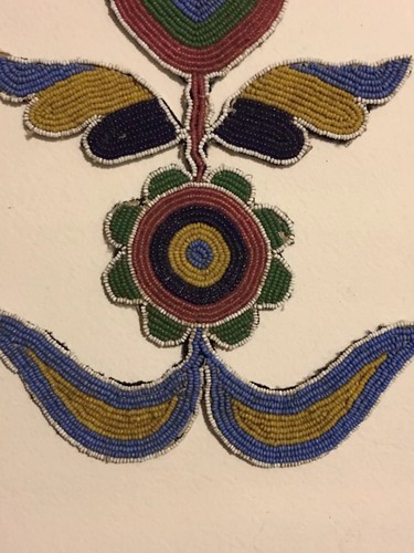 1890s Beaded Appliqué With Seed Bears Greasy Yellow