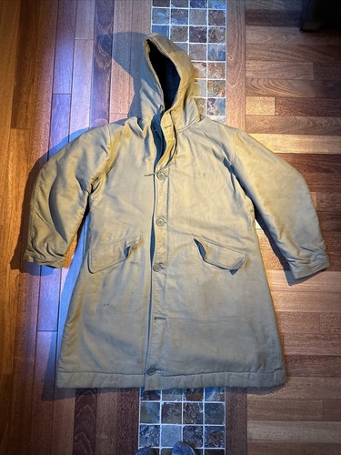 Vintage 40s Parka WW2 N1 USN Navy Deck Coat Jacket w Hood 38