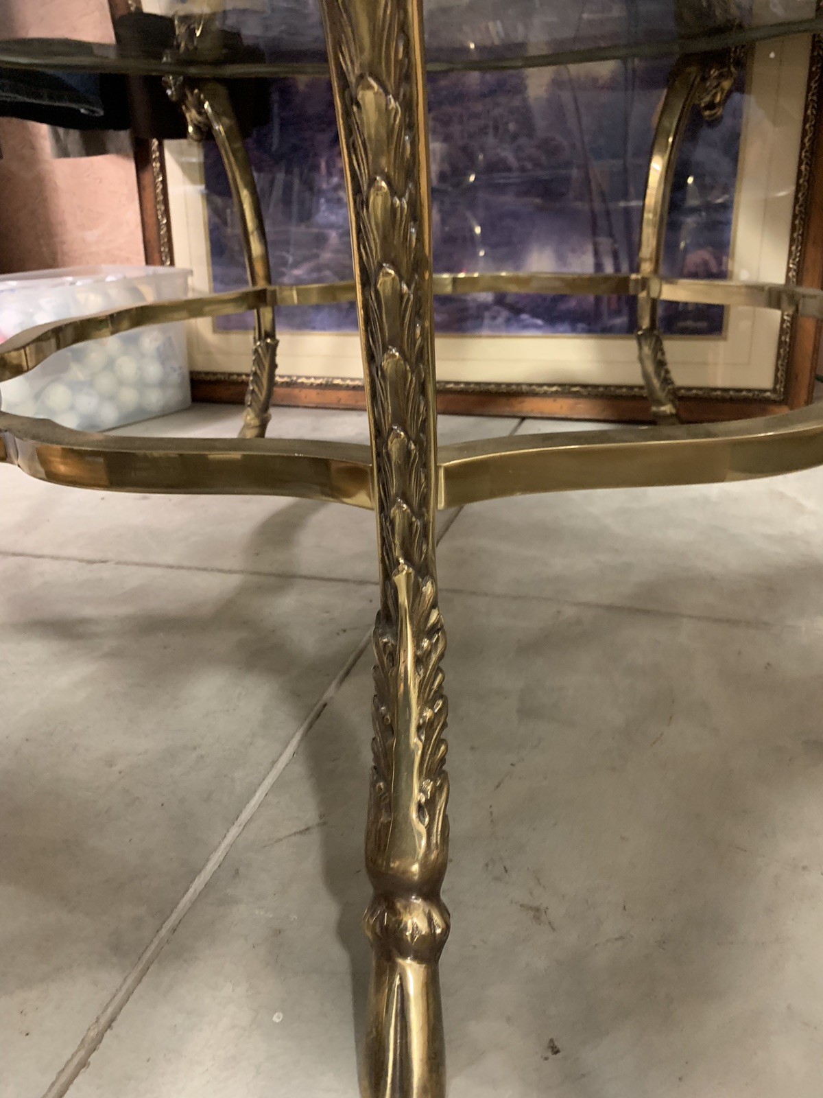 RARE MID CENTURY LABARGE  HIGH QUALITY SOLID BRASS COFFEE TABLE WITH RAMS LEGS