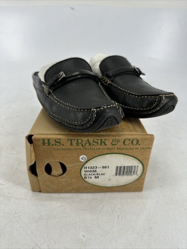 HS Trask Co Slides Whim Black Leather Flats Size 8.5 M H1323