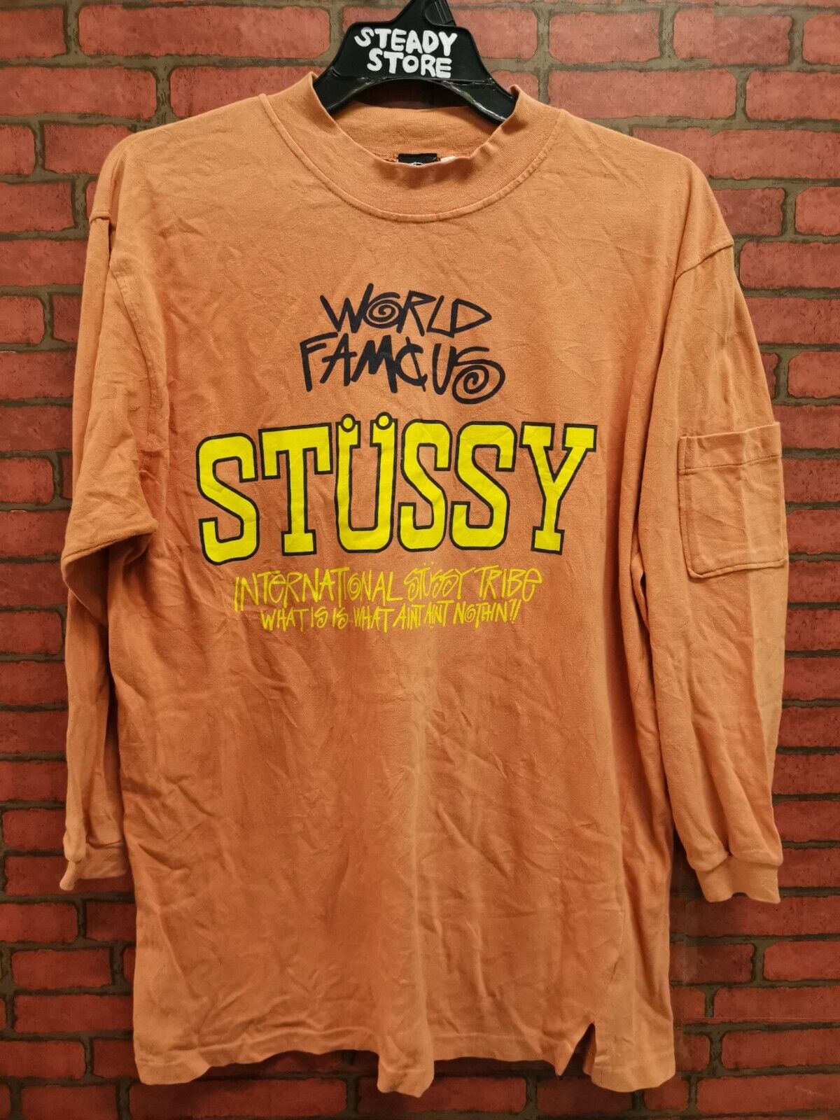 VINTAGE 80's STUSSY WORLD FAMOUS INTERNATIONAL TRIBE LONG VINTAGE 80's STUSSY WORLD FAMOUS INTERNATIONAL TRIBE LONG