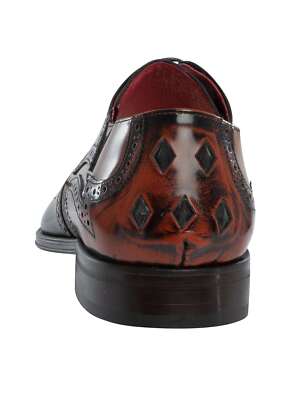 Pre-owned Jeffery West Men's Derby Brogue Leather Shoes, Brown