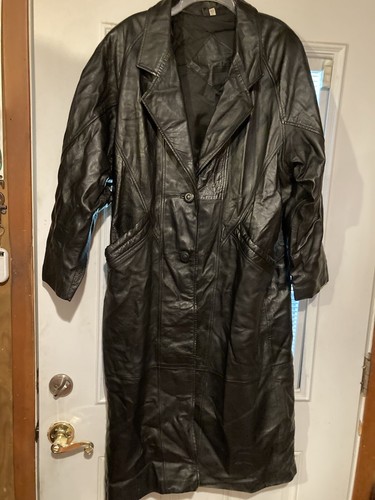 ジャケット・アウター noill vintage long leather trench coat Womens Wilsons Leather Trench Coat Black L Long SOFT