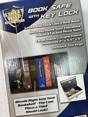 Book Safe Box Key Lock Vault Fire Proof Home Cash Money Secret Key