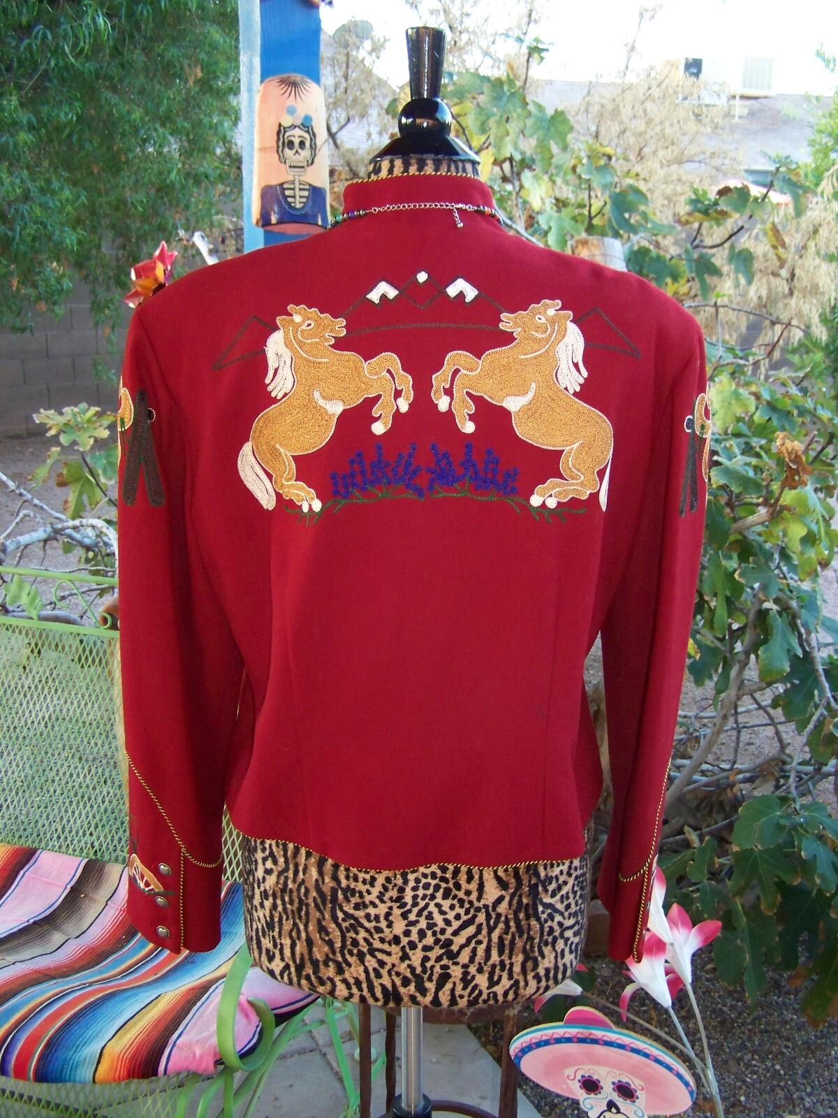 RARE VTG~BMW Texas~XL~Wool Western Horse Rickrageous Style Embroidered Jacket