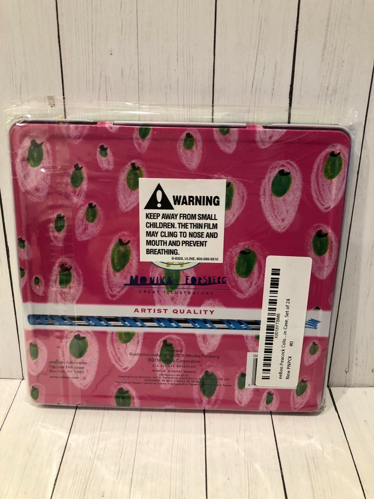 eeBoo 24 Colored Pencils Set In Peacock Tin Case Art Supplies Sealed Case